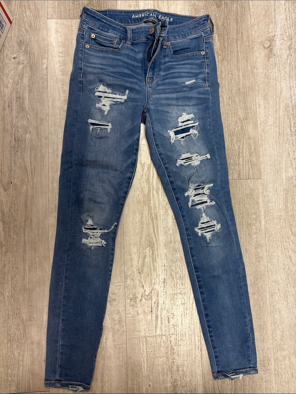 American Eagle Outfitters Women's Distressed Skinny Jeans - Blue